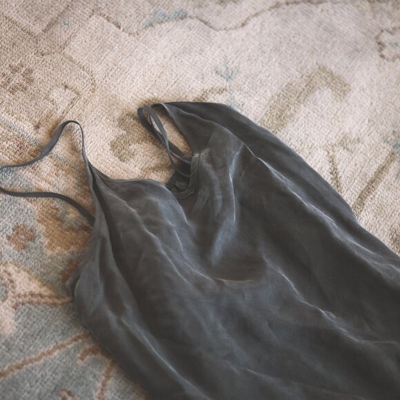 Olive Green Suede Slip Dress - Picture 1 of 3